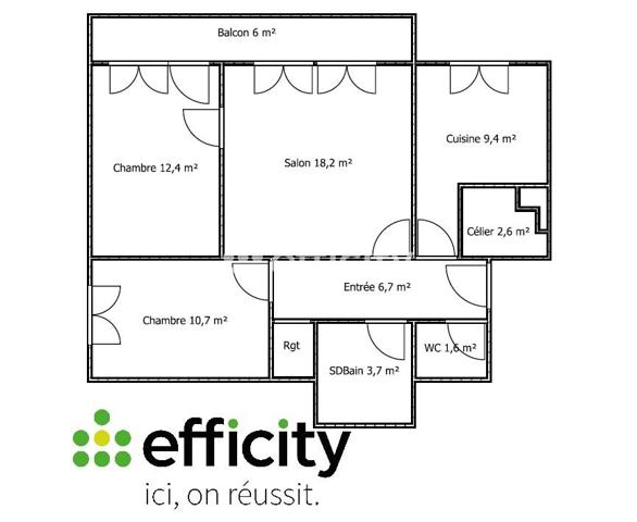 Appartement
         3 pièces
        - 65 m² 79 900 € *