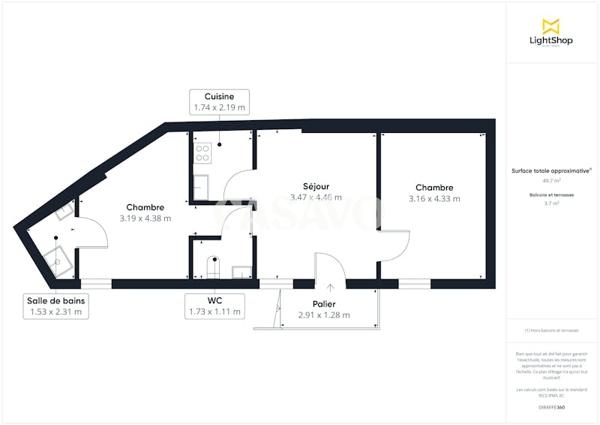 Vente Appartement 3 pièces de 50m² - 93200 Saint-Denis