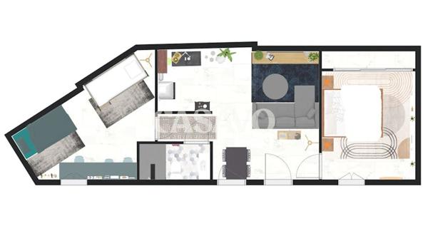 Vente Appartement 3 pièces de 50m² - 93200 Saint-Denis