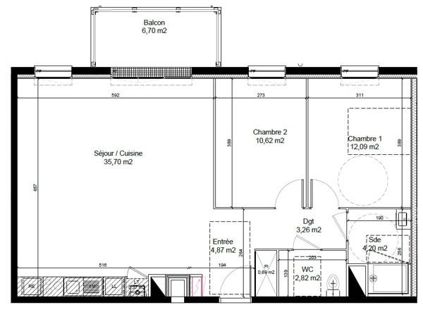 Appartement Chartres 74.82 m²