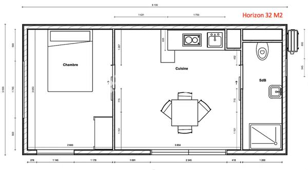 Maison 1 pièce - 15 m²