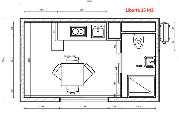 Maison 1 pièce - 15 m²