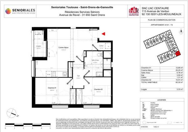 Appartement (neuf) à vendre 3 pièces 60 m² Saint-Orens-de-Gameville