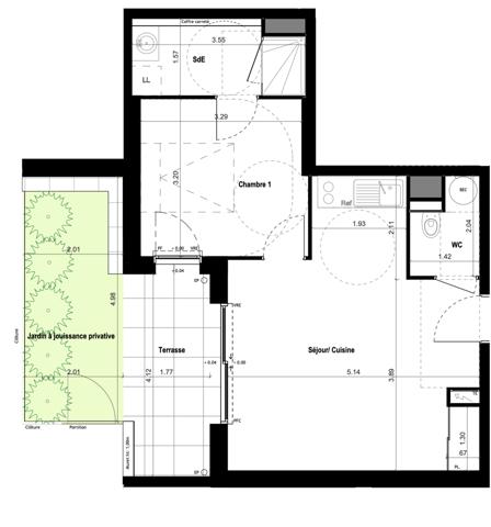 Vitré (35500) T2 avec terrasse et jardin- VITRE -