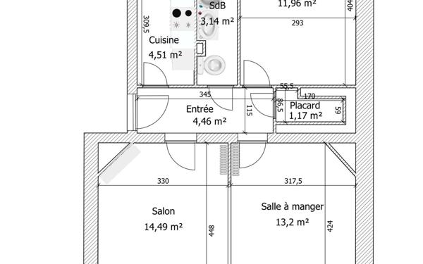 Appartement à vendre    3 pièces • 52,27 m2 Montrouge