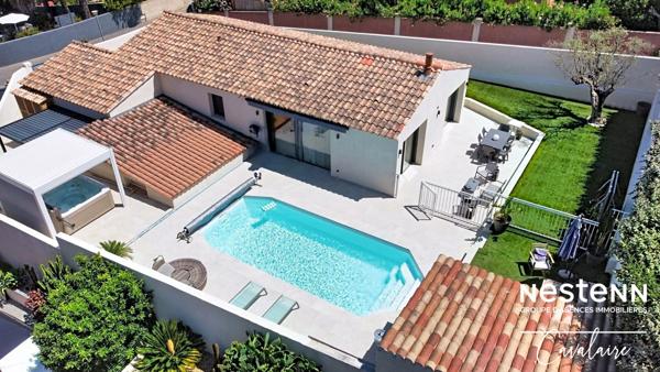 Maison contemporaine à Cogolin aux prestations de qualité, 3 chambres + studio indépendant, piscine et SPA et double garage