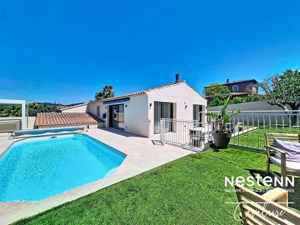 Maison contemporaine à Cogolin aux prestations de qualité, 3 chambres + studio indépendant, piscine et SPA et double garage