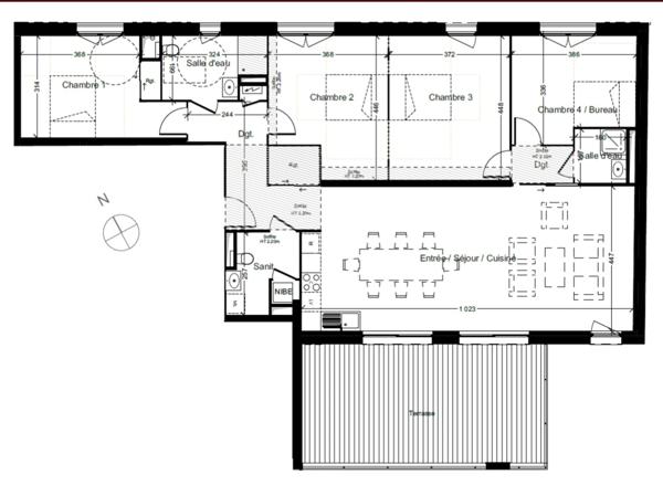appartement T5 à vendre ROUEN droite (76) surface 127.16 m2 + terrasse 27.40 m2 + 2 park s-sol.