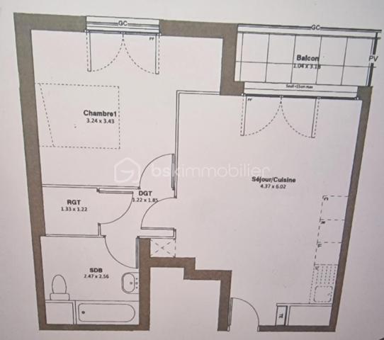 Appartement de 44,85 m²