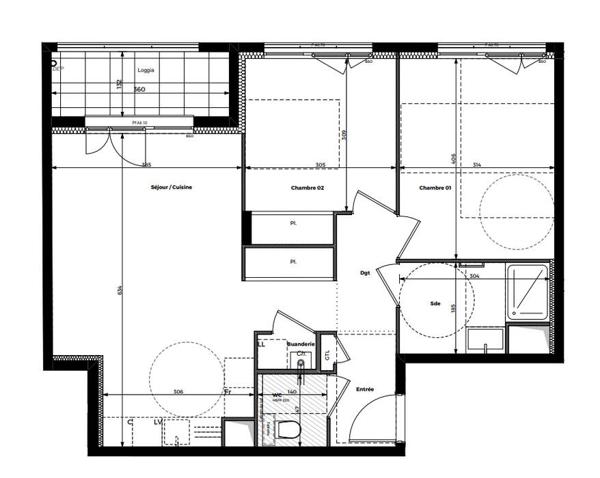Appartement - 63 m² - 2 chambres