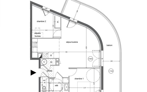 Appartement à vendre    3 pièces • 58 m2 Saint-Nazaire