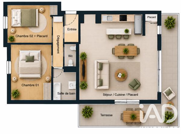 Appartement à vendre 3 pièces 59 m² Chelles