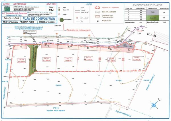 Terrain à batir plat de 844 m²