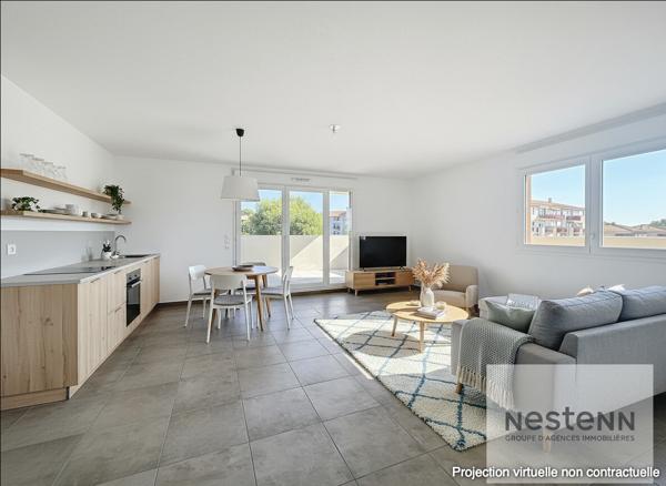 Appartement Neuf Montpellier, TVA 5,5 %, 3 pièces neuf de 66 m² avec terrasse de 12m², une place de parking