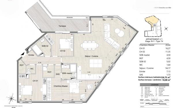 Beaulieu-sur-Mer – Spacieux 4P Appartement  de 129m2- Programme neuf premium au cœur du centre-ville