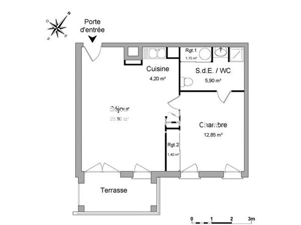 Location Appartement 2 pièces 48.6 m² - 51 RUE DES PONTS DE CE Angers 49000