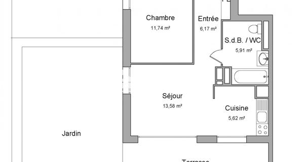 Location Appartement 2 pièces 43.02 m² - Saint-jacques-de-la-lande 35136