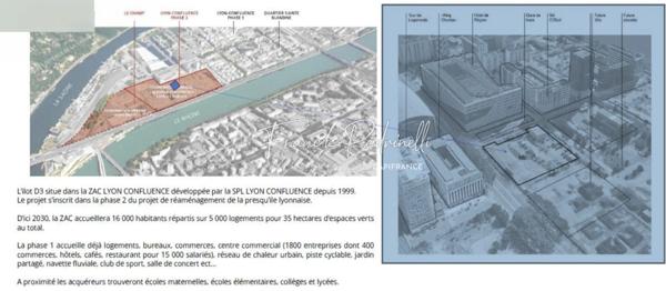 Appartement T4 de standing avec balcon vue dégagée au 8e étage – Lyon Confluence