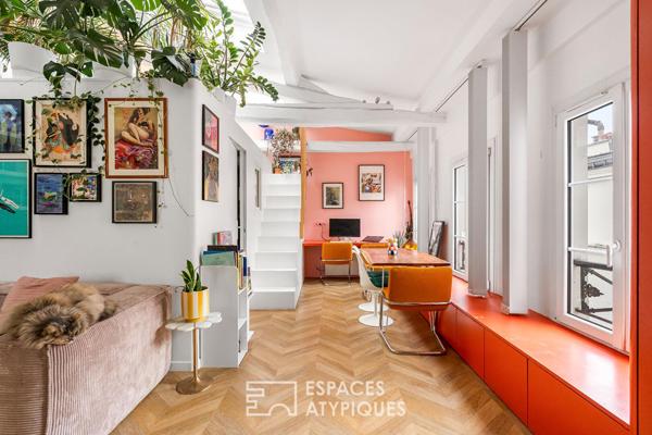 Dernier étage sous les toits repensé par architecte dans le Haut Marais