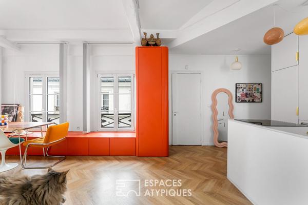 Dernier étage sous les toits repensé par architecte dans le Haut Marais