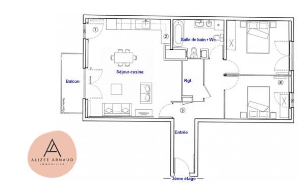 Appartement 3 pièces - 75 m²