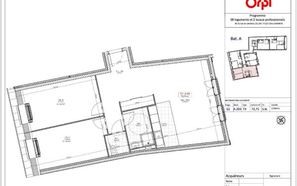 Appartement à vendre    3 pièces • 72,75 m2 Coulommiers