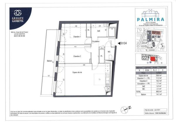 Appartement 3 pièces                                        - 44840 Les Sorinières Réf : 11981