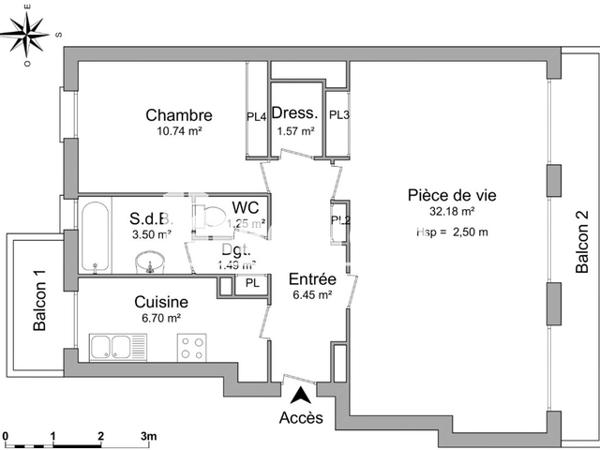 Location Appartement 2 pièces 63.47 m² - Rouen 76000