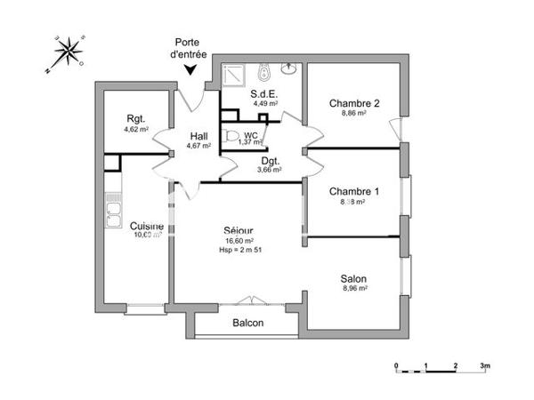 Location Appartement 4 pièces 72.3 m² - 3 RUE GEOFFROY Gien 45500