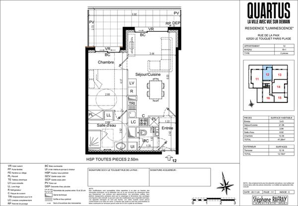 Appartement 2 pièces 47.26 m² + tarrasse 12.18 m²