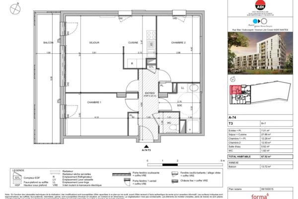 Louer appartement 3 pièces de 67 m²
