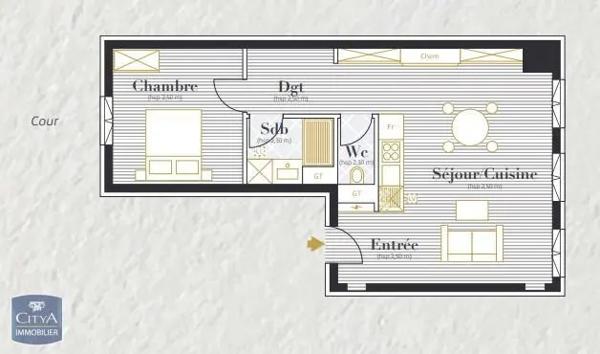 Appartement à louer 2 pièces 45.14m²