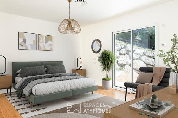 Maison rénovée en contemporain avec piscine sur les coteaux de Lacroix Falgarde