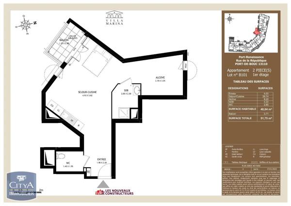 Appartement à louer 1 pièce 48.04m² Port-de-Bouc (13110)