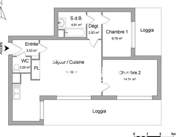 Location Appartement 3 pièces 71.24 m² - 8 RUE DE L'ELBE Strasbourg 67100