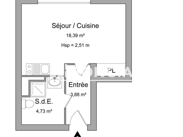 Location Studio 27 m² - 1 RUE CLAUDINE GUERIN Le Petit Quevilly 76140