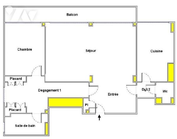 Appartement 3 pièces - Hôpital Américain
