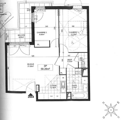 FRANCONVILLE - Appartement F3 - 58 m2 - Parking en sous-sol -proche du centre ville et des commodités