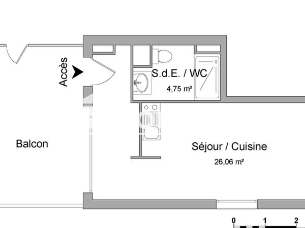 Location Studio 30.81 m² - GRAPHIK 18 RUE DE QUEYRIES / APT C303 Bordeaux 33100