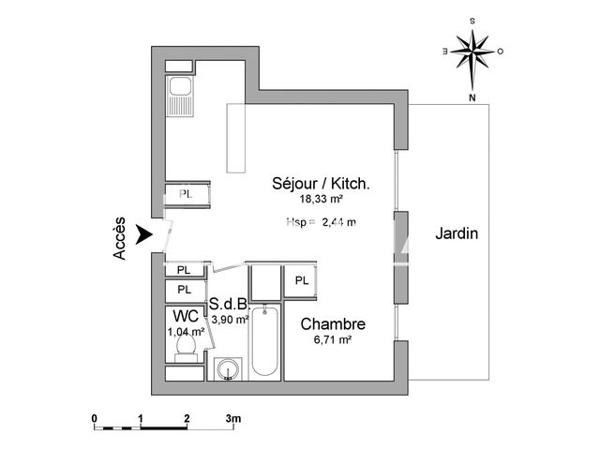 Location Appartement 2 pièces 29.98 m² - 155 CHEMIN LANUSSE Toulouse 31200