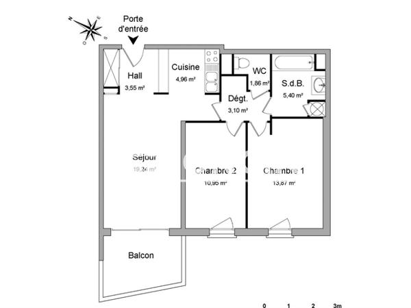 Location Appartement 3 pièces 62.93 m² - 68 RUE VICTOR HUGO Beziers 34500