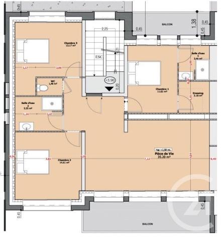 Appartement T4 à vendre  4 pièces - 87,47 m2 BRIVE LA GAILLARDE - 19