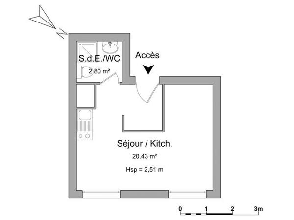 Studio T1 F1 23.2 m² à Elancourt 2 RUE DE BUCAREST 78990 à louer
