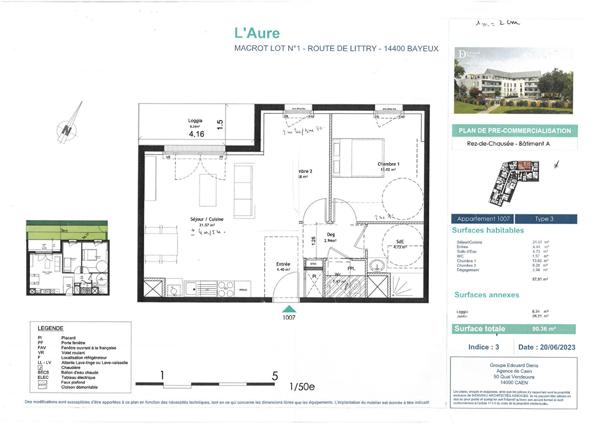 Appartement Bayeux 2 pièce(s) 57 m2