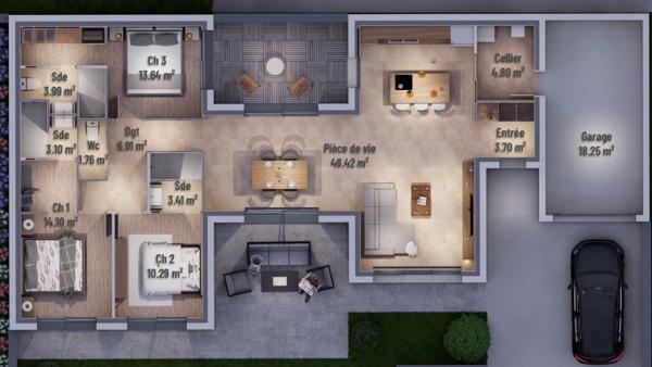 MAISON CONTEMPORAINE PLAIN PIED - 114 m² - GRAND CHAMP CENTRE