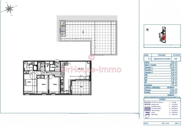 Appartement à vendre 4 pièces de 81 m²