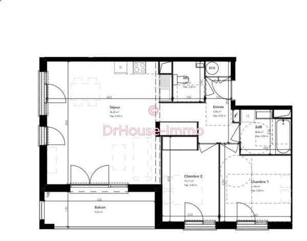 Appartement à vendre 3 pièces de 71 m²