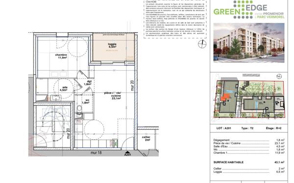 Appartement à louer    2 pièces • 43 m2 Villefranche-sur-Saône