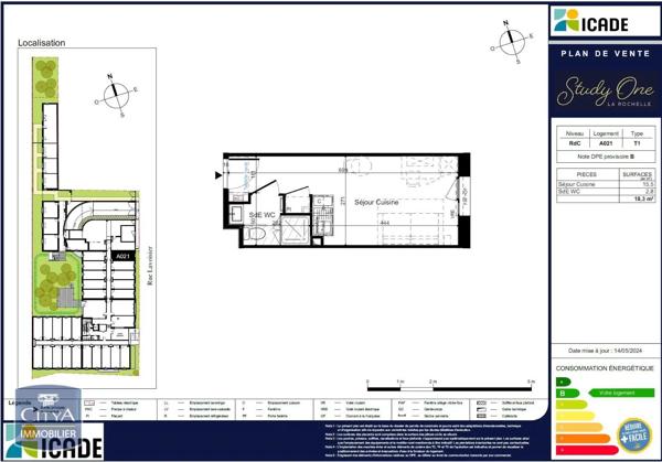 Appartement à louer 1 pièce 18.3m² La Rochelle (17000)