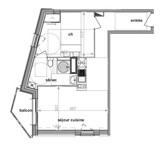 Appartement Darnétal 42.17 m²